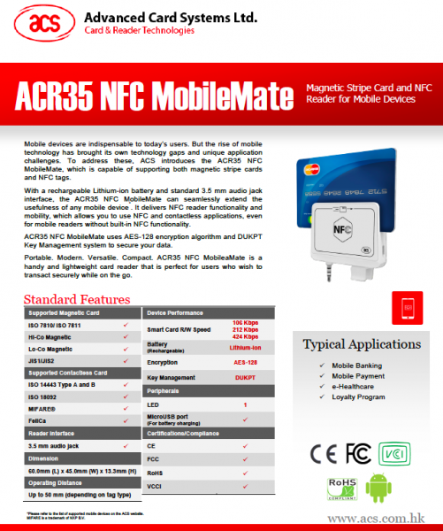 ACR35 - MagStripe and NFC Reader in one.