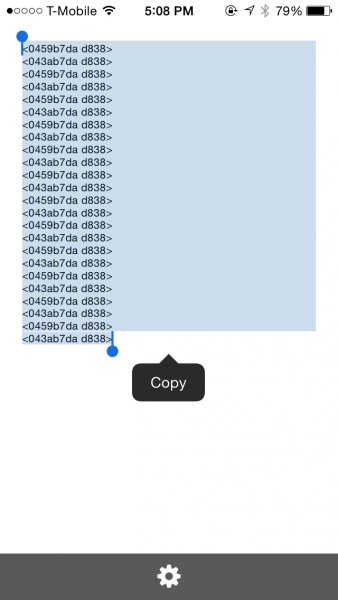 Flomio SDK on iPhone5s, cut/paste log