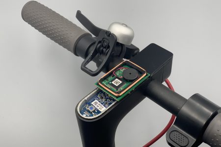 NFC pass scanner on scooter